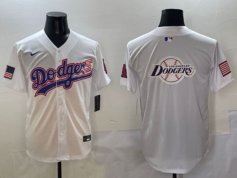 Men Los Angeles Dodgers Blank White national flag second generation joint name Nike 2025 MLB Jersey style 25